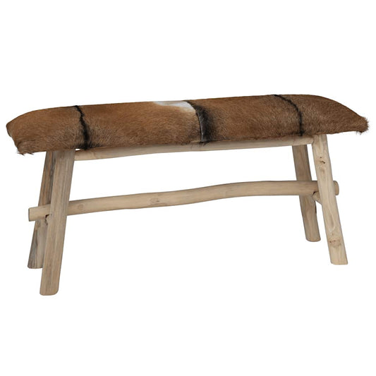 Hallbänk getskinnsläder teak