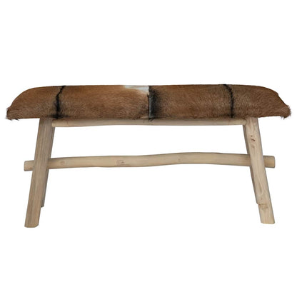Hallbänk getskinnsläder teak