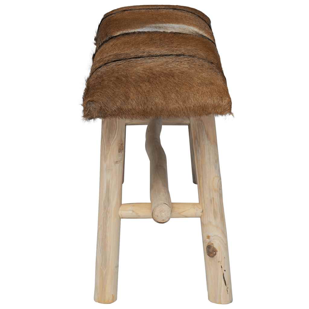 Hallbänk getskinnsläder teak
