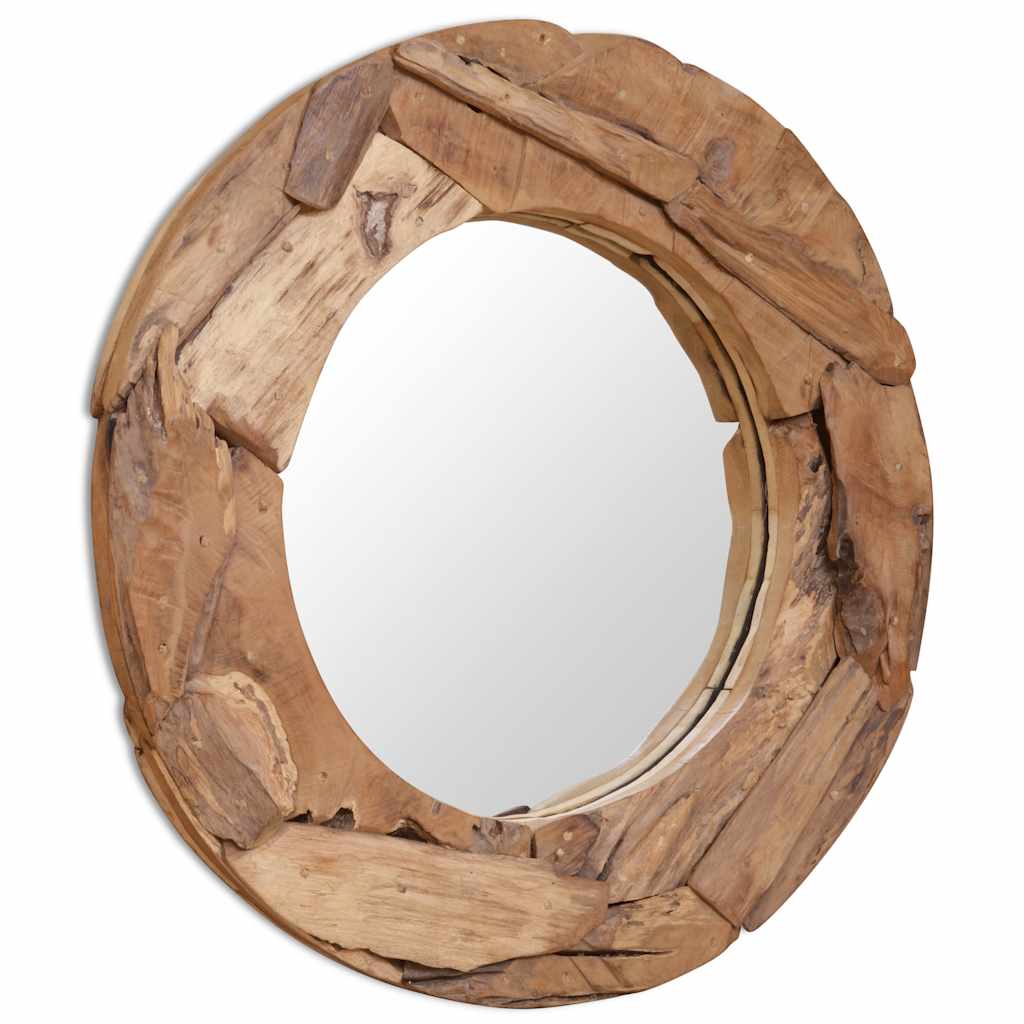 Väggspegel teak 80 cm rund