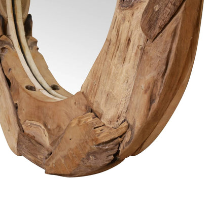 Väggspegel teak 80 cm rund