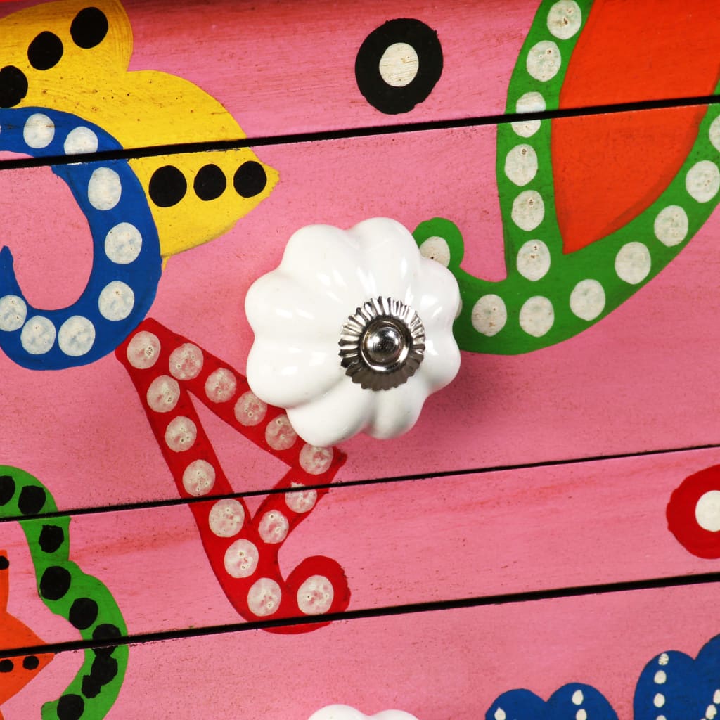 Avlastningsbord Konsollbord Trä massivt mangoträ rosa handmålat