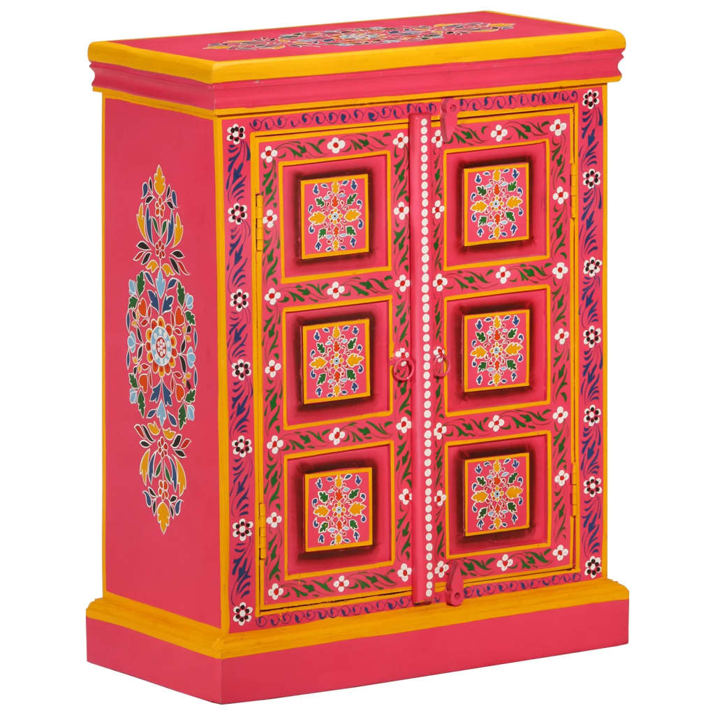 Skänk Trä massivt mangoträ handmålad rosa