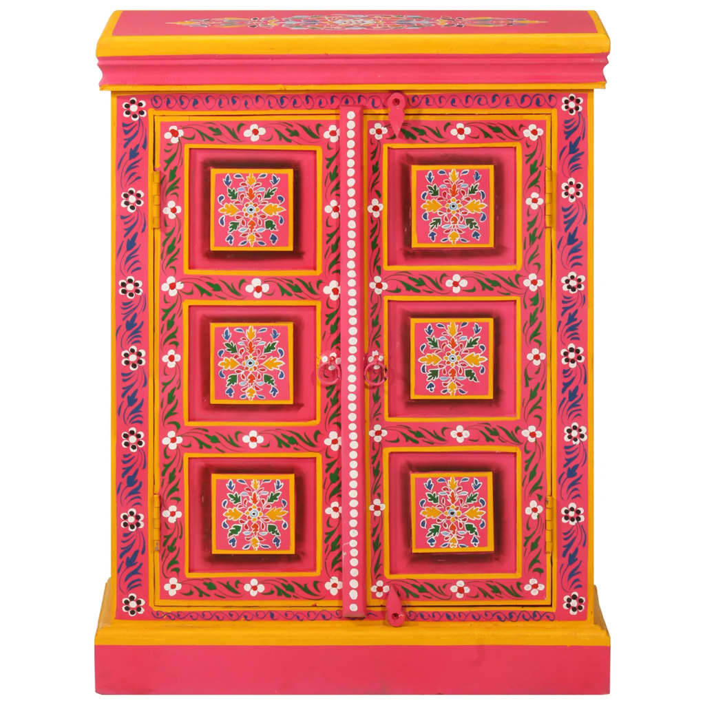 Skänk Trä massivt mangoträ handmålad rosa