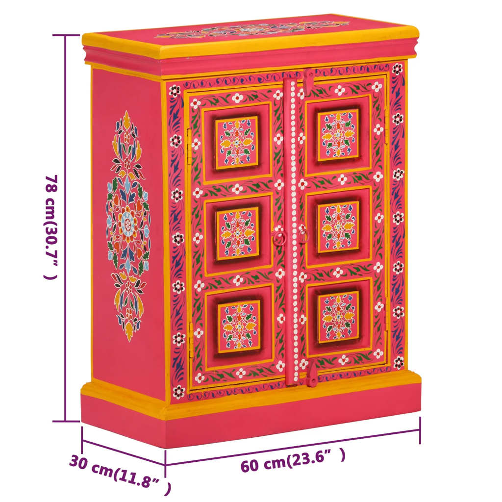 Skänk Trä massivt mangoträ handmålad rosa