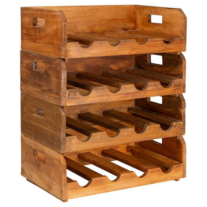 Vinställ 4 delar för 16 flaskor massivt mahognyträ