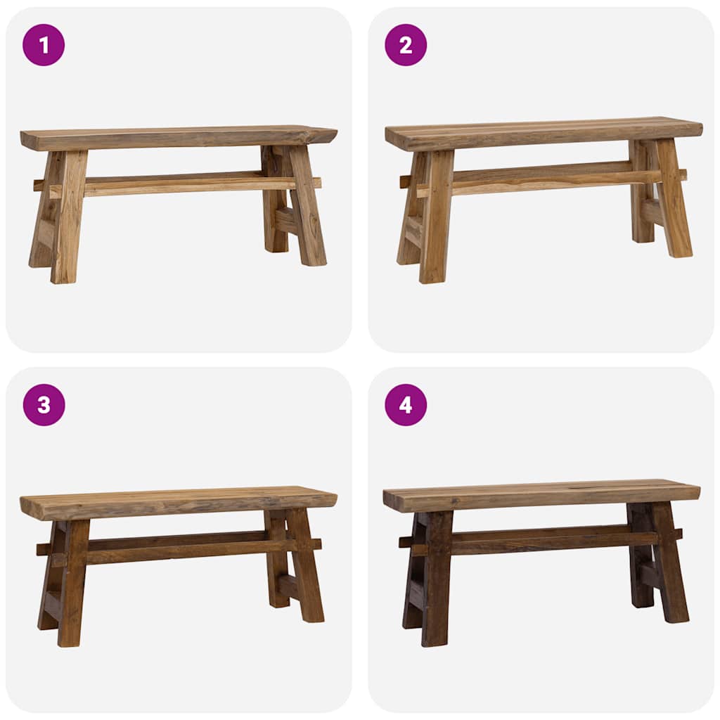 Hallbänk massivt mahognyträ och massiv teak 100x28x43 cm