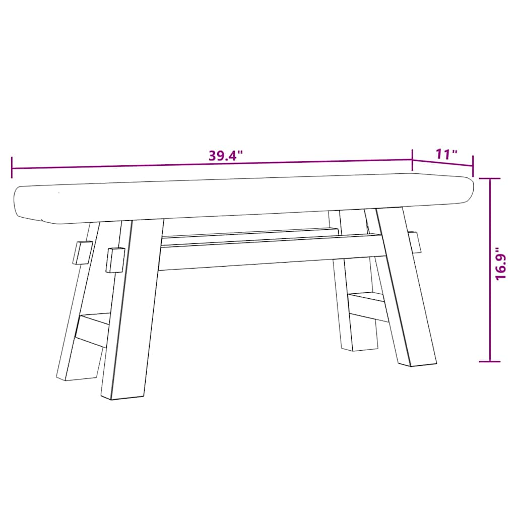 Hallbänk massivt mahognyträ och massiv teak 100x28x43 cm