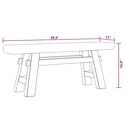 Hallbänk massivt mahognyträ och massiv teak 100x28x43 cm