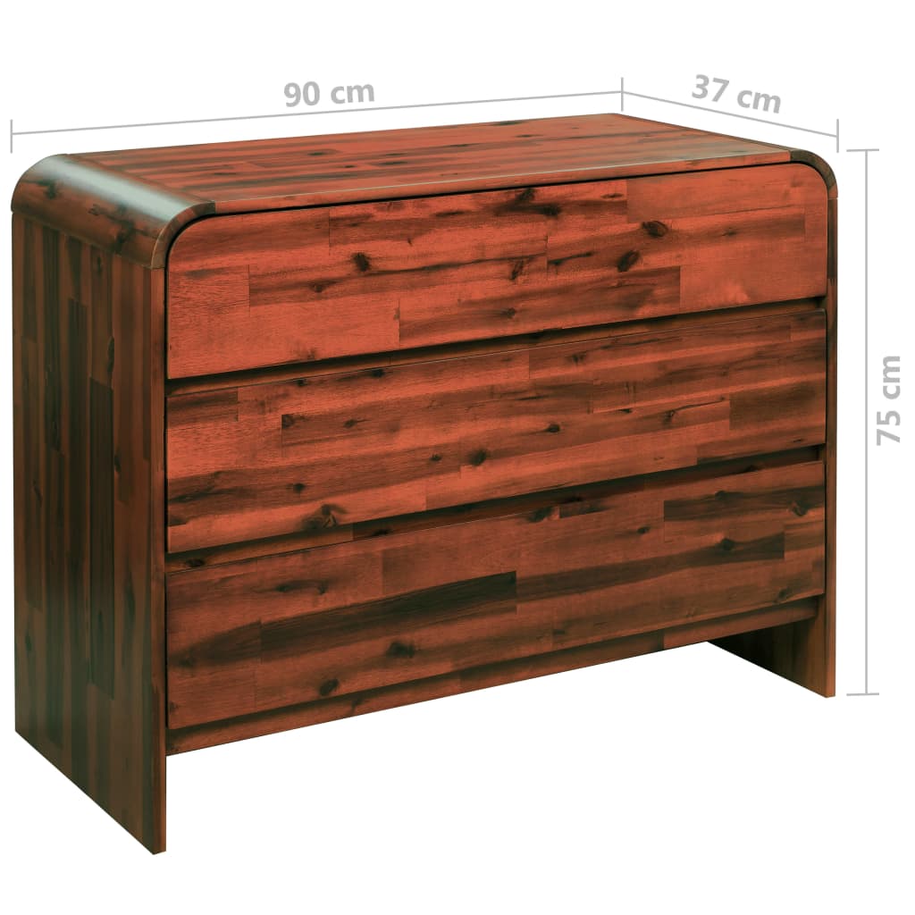 Byrå Trä massivt akaciaträ 90x37x75 cm