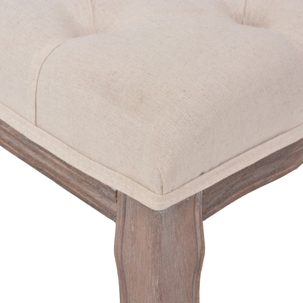 Hallbänk massivt Trä och linnetyg 110x38x48 cm gräddVit