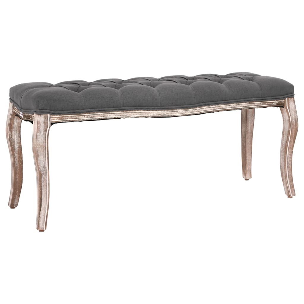 Hallbänk massivt Trä och linnetyg 110x38x48 cm mörkGrå