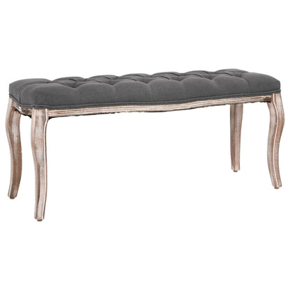 Hallbänk massivt Trä och linnetyg 110x38x48 cm mörkGrå