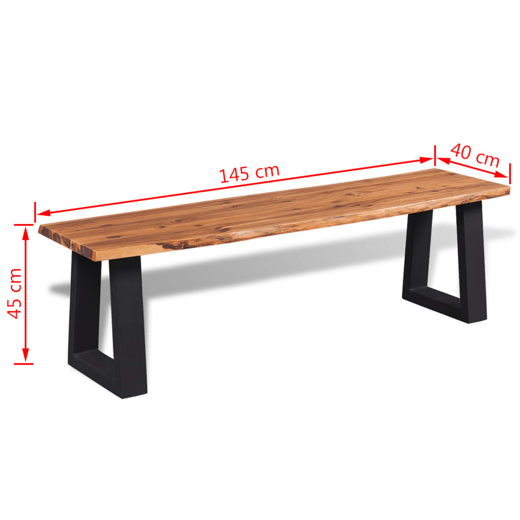 Hallbänk massivt akaciaträ 145 cm
