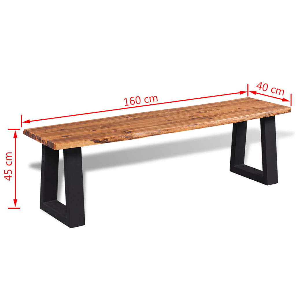 Hallbänk massivt akaciaträ 160 cm