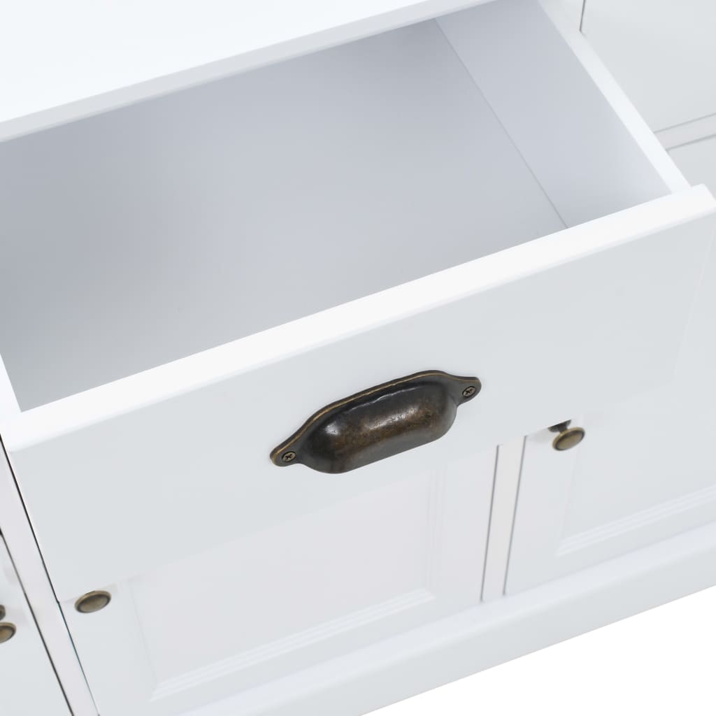 Skänk Vit med 3 dörrar och furu 105x35x77,5 cm