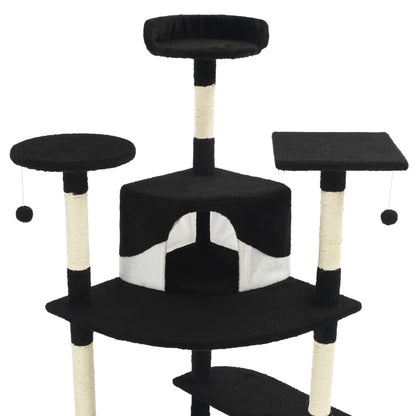 Kattmöbel Klösträd med sisalpelare 203 cm Svart och Vit