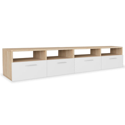 TV-bänk 2 st konstruerat trä 95x35x36 cm ek och vit
