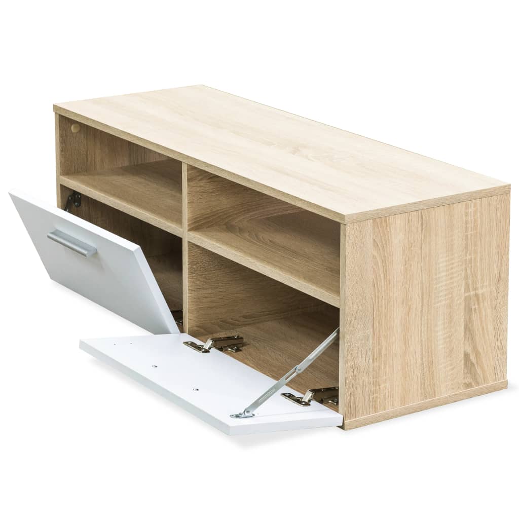 TV-bänk 2 st konstruerat trä 95x35x36 cm ek och vit