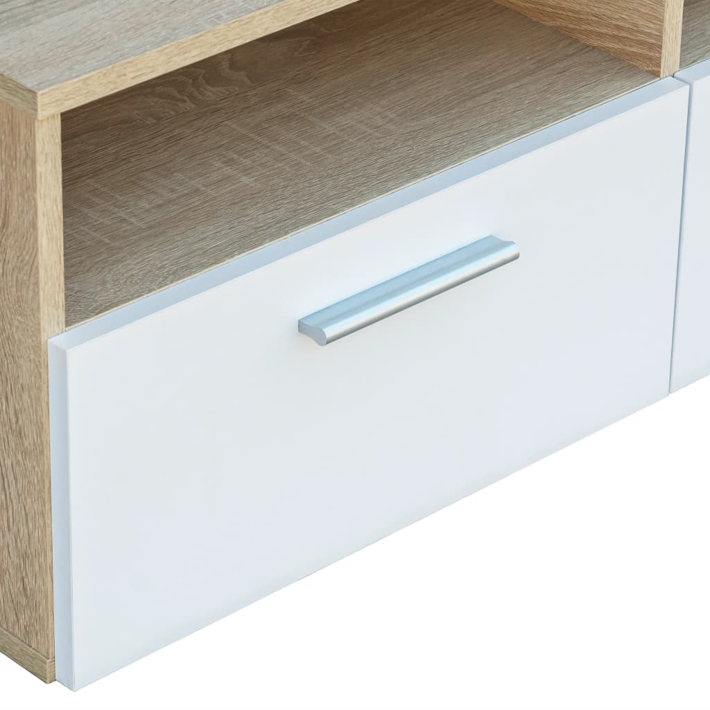 TV-bänk 2 st konstruerat trä 95x35x36 cm ek och vit