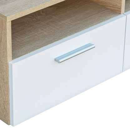 TV-bänk 2 st konstruerat trä 95x35x36 cm ek och vit