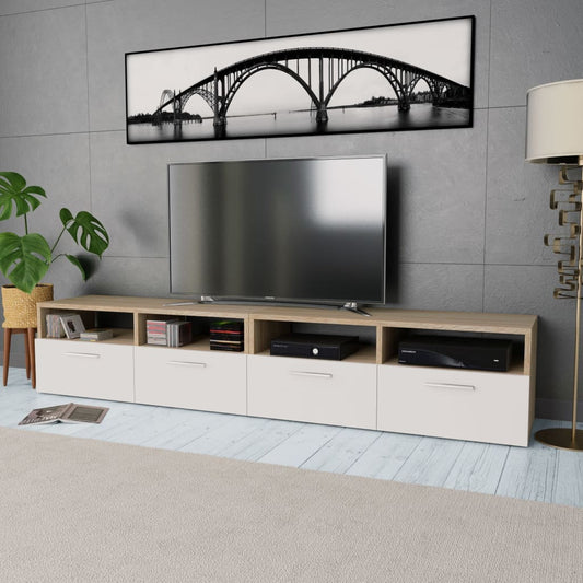 TV-bänk 2 st konstruerat trä 95x35x36 cm ek och vit