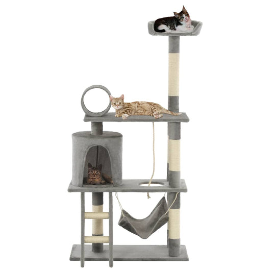Kattmöbel Klösträd med klöspelare i sisal 140 cm Grå