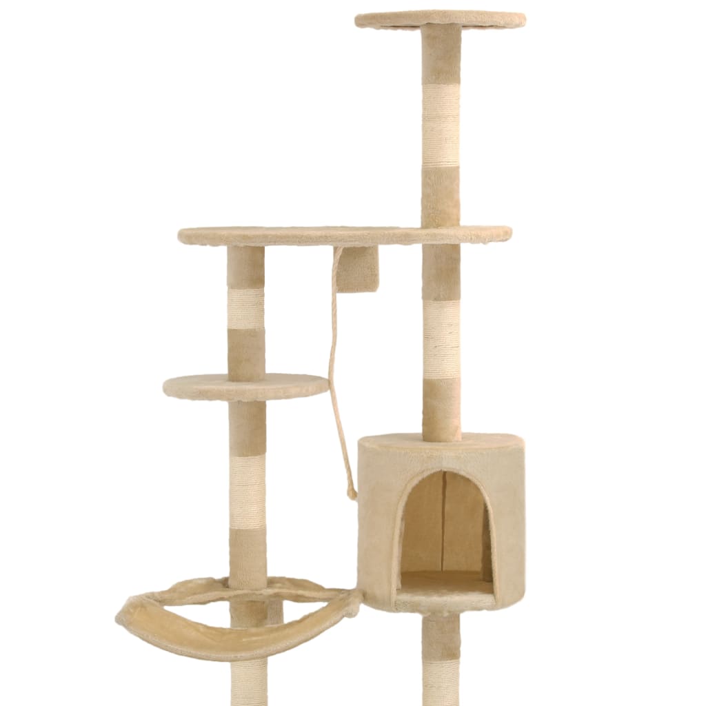 Kattmöbel Katträd väggmonterat med klöspelare i sisal 194 cm beige