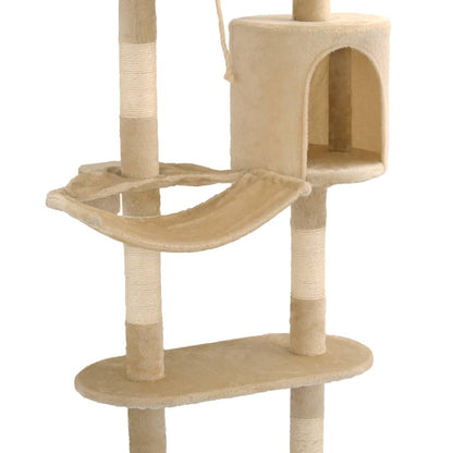Kattmöbel Katträd väggmonterat med klöspelare i sisal 194 cm beige