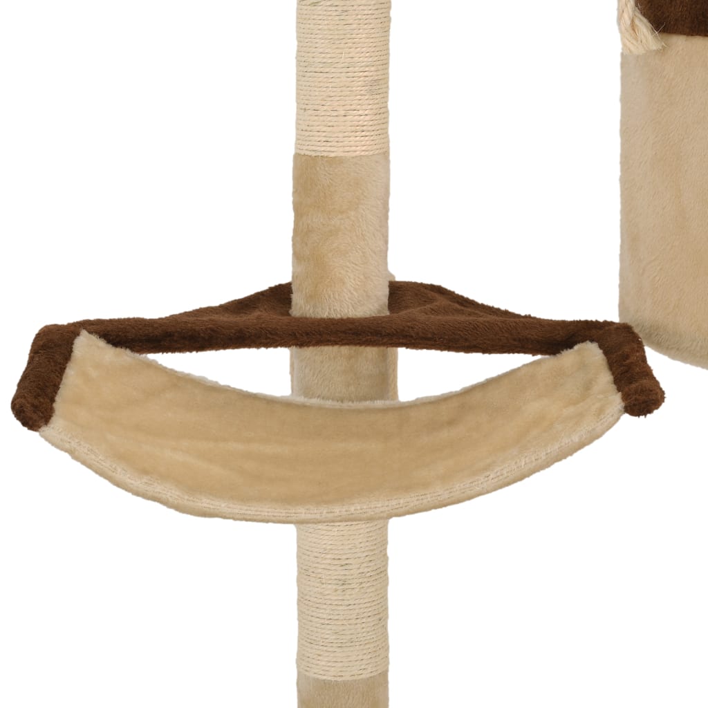 Kattmöbel Katträd väggmonterat med klöspelare i sisal 194 cm beige & brun