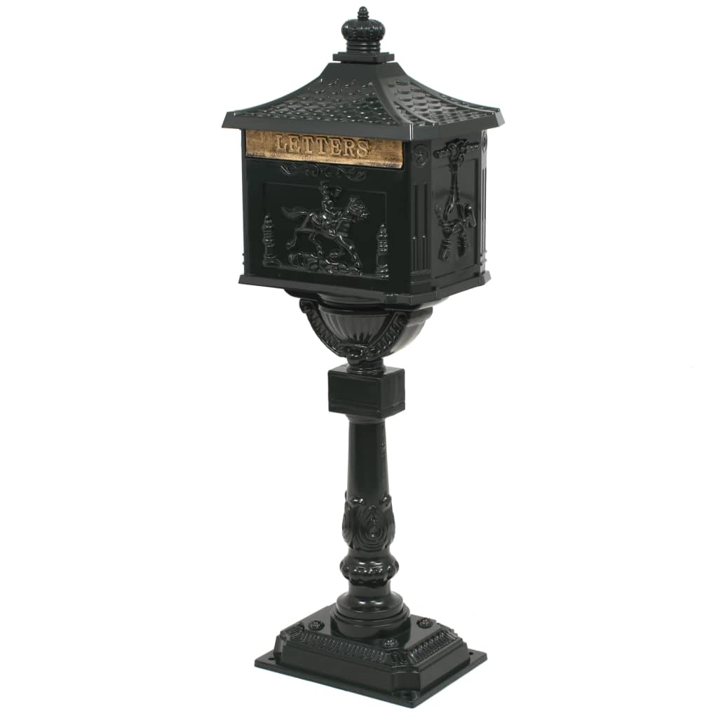 Brevlåda Postlåda på stolpe vintage stil rostfri aluminium grön