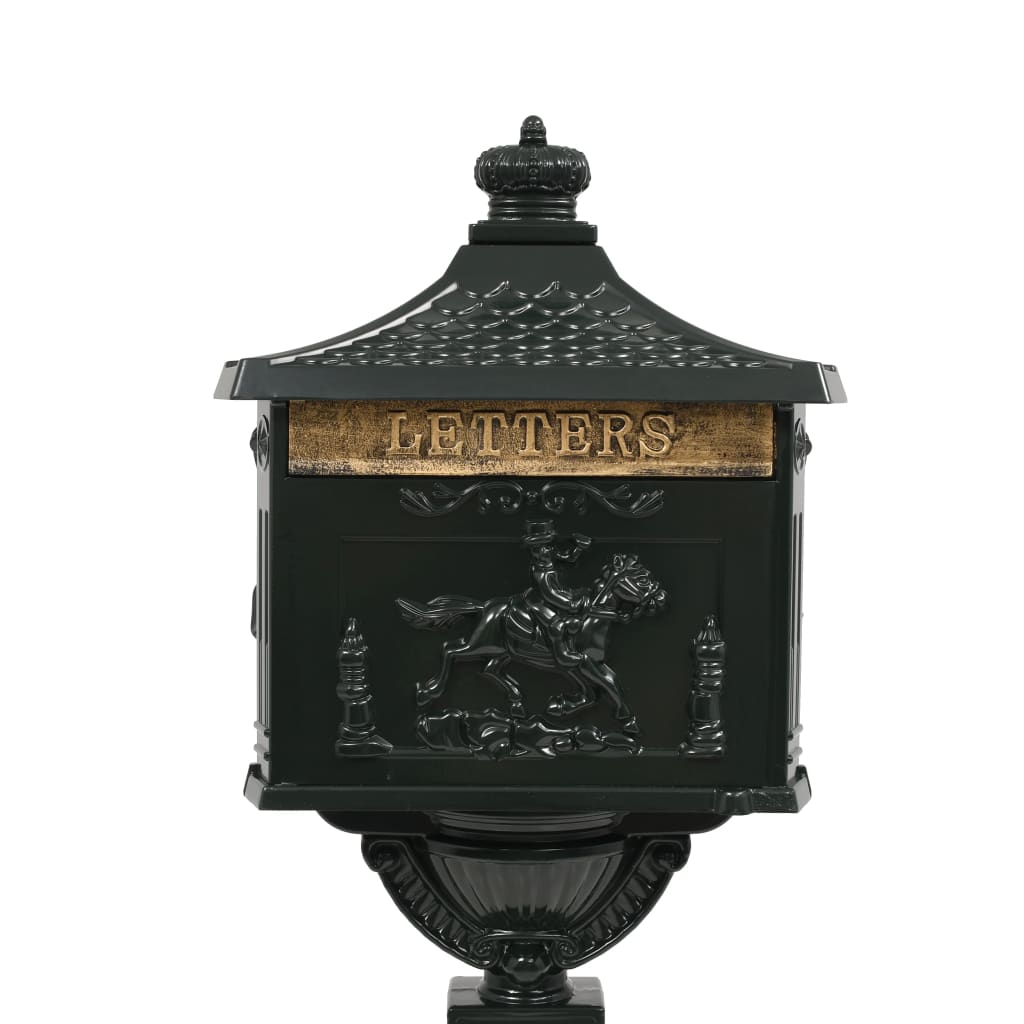 Brevlåda Postlåda på stolpe vintage stil rostfri aluminium grön