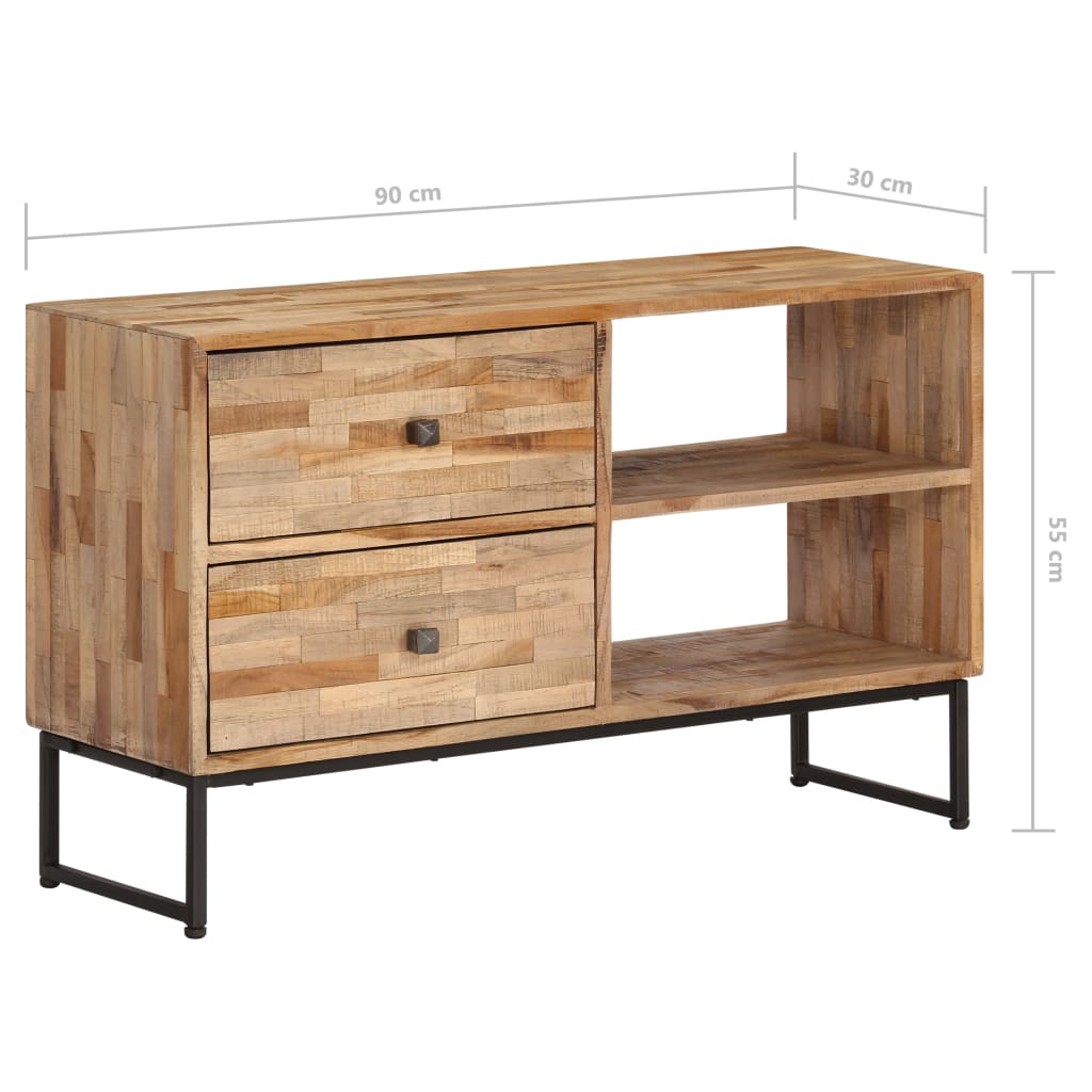 TV-Möbel Trä TV-Bänk massiv återvunnen teak 90x30x55 cm