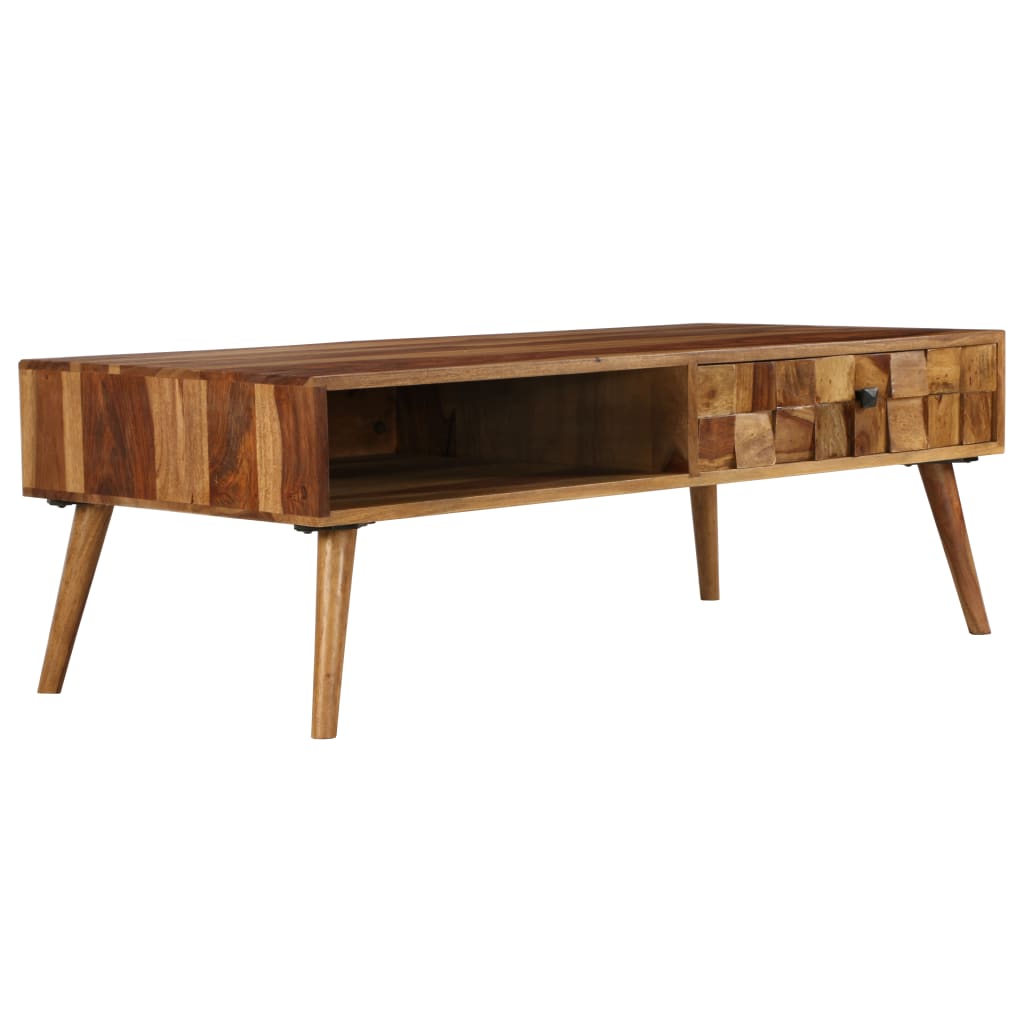Soffbord Trä massivt sheshamträ med honungsfinish 110x50x37 cm