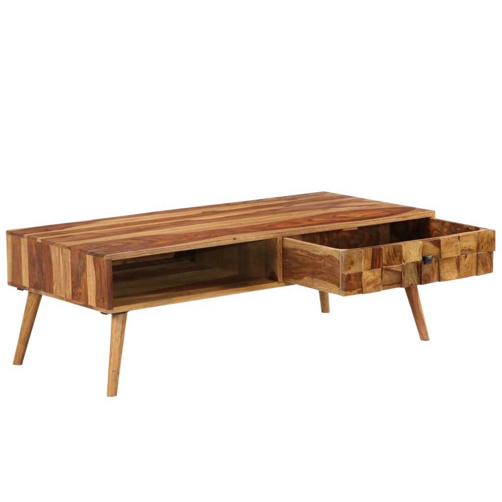 Soffbord Trä massivt sheshamträ med honungsfinish 110x50x37 cm