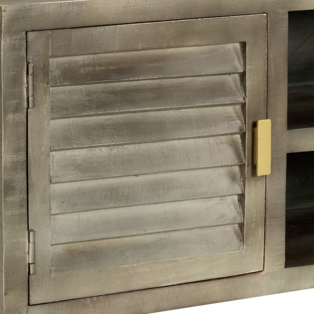 TV-Möbel Grå TV-Bänk massivt mangoträ med mässing 110x30x48 cm