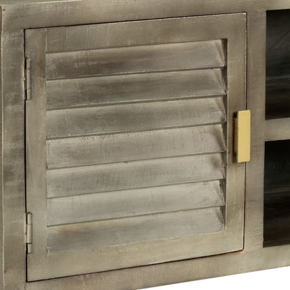 TV-Möbel Grå TV-Bänk massivt mangoträ med mässing 110x30x48 cm