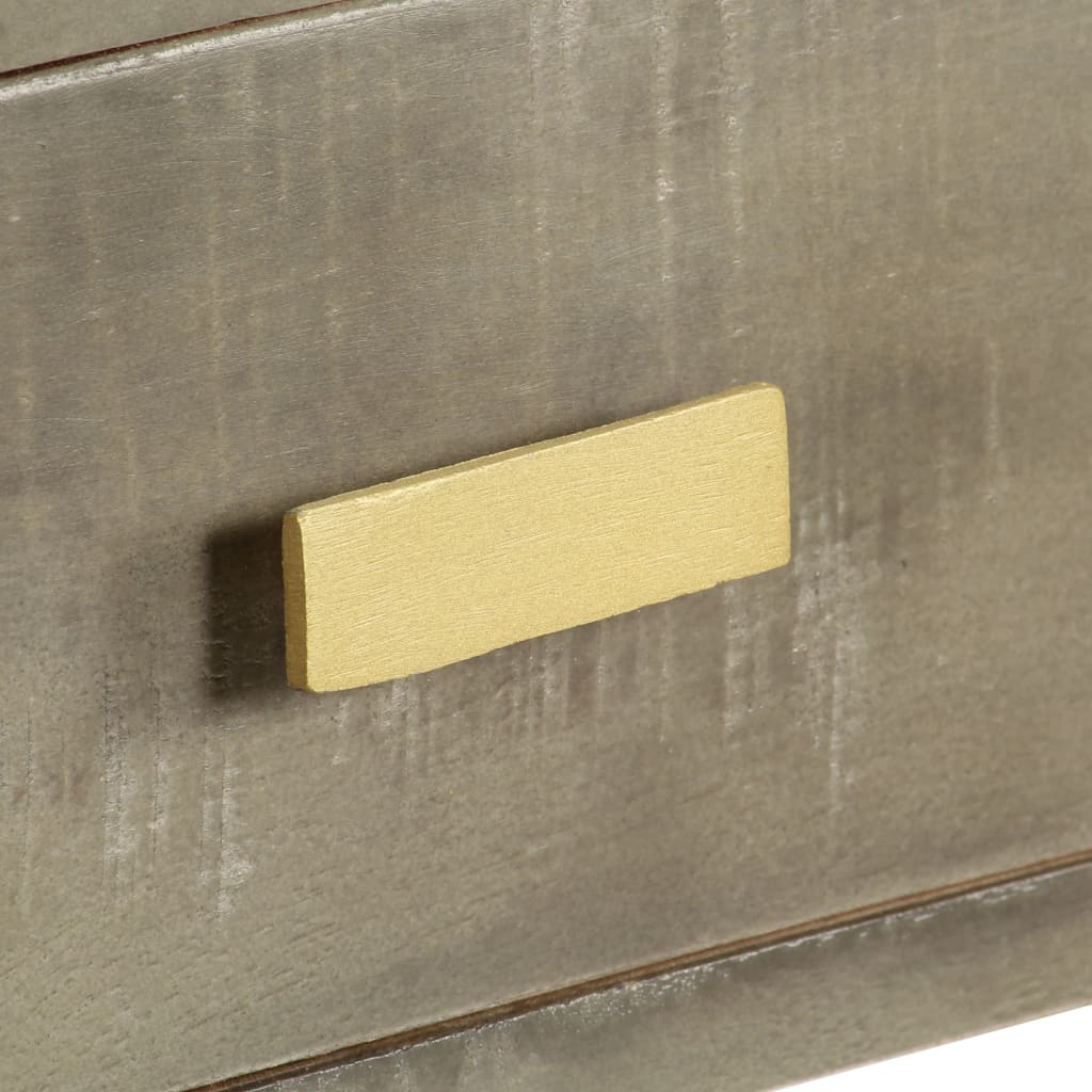 Avlastningsbord Konsollbord Trä massivt mangoträ Grå med mässing 110x35x76 cm