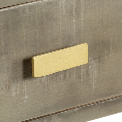 Avlastningsbord Konsollbord Trä massivt mangoträ Grå med mässing 110x35x76 cm