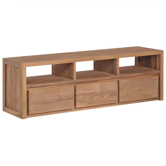 TV-Möbel Trä TV-Bänk massiv teak med naturlig finish 120x30x40 cm