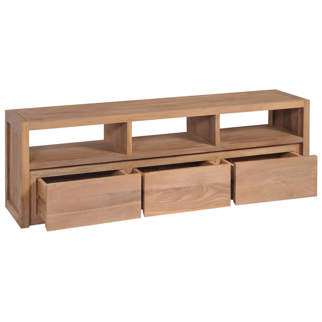 TV-Möbel Trä TV-Bänk massiv teak med naturlig finish 120x30x40 cm