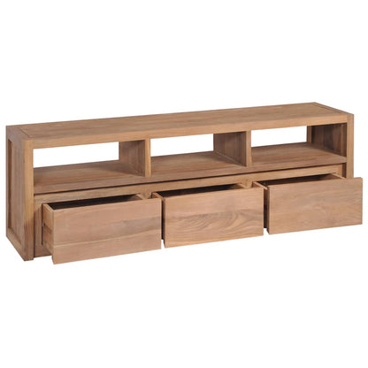 TV-Möbel Trä TV-Bänk massiv teak med naturlig finish 120x30x40 cm