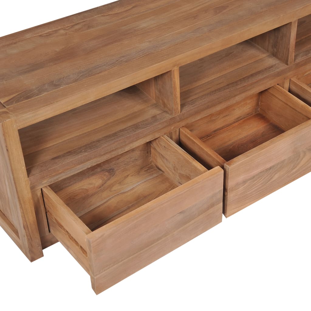 TV-Möbel Trä TV-Bänk massiv teak med naturlig finish 120x30x40 cm