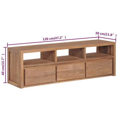 TV-Möbel Trä TV-Bänk massiv teak med naturlig finish 120x30x40 cm