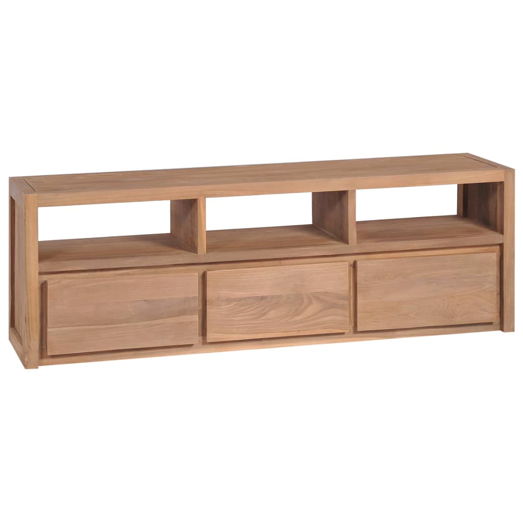 TV-Möbel Trä TV-Bänk massiv teak med naturlig finish 120x30x40 cm