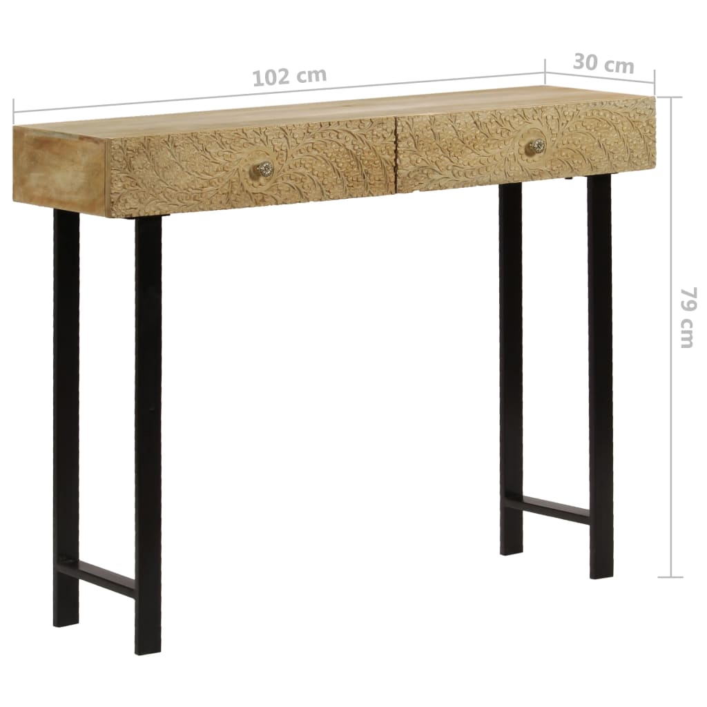Konsolbord massivt mangoträ 102x30x79 cm