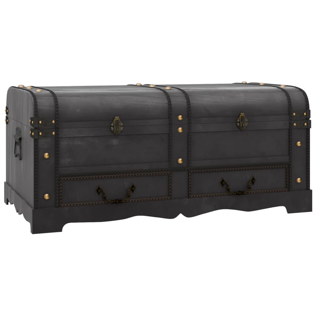 Förvaringskista Skattkista i vintagestil Trä Svart 90x51x42 cm