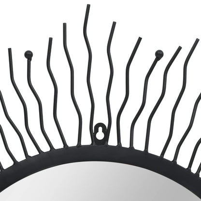 Väggspegel solstrålar 80 cm svart