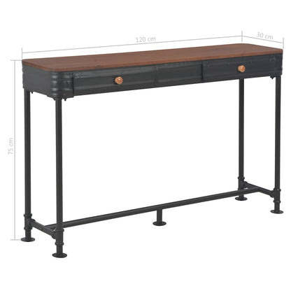 Avlastningsbord Konsollbord Trä med 2 lådor 120x30x75 cm massivt granträ