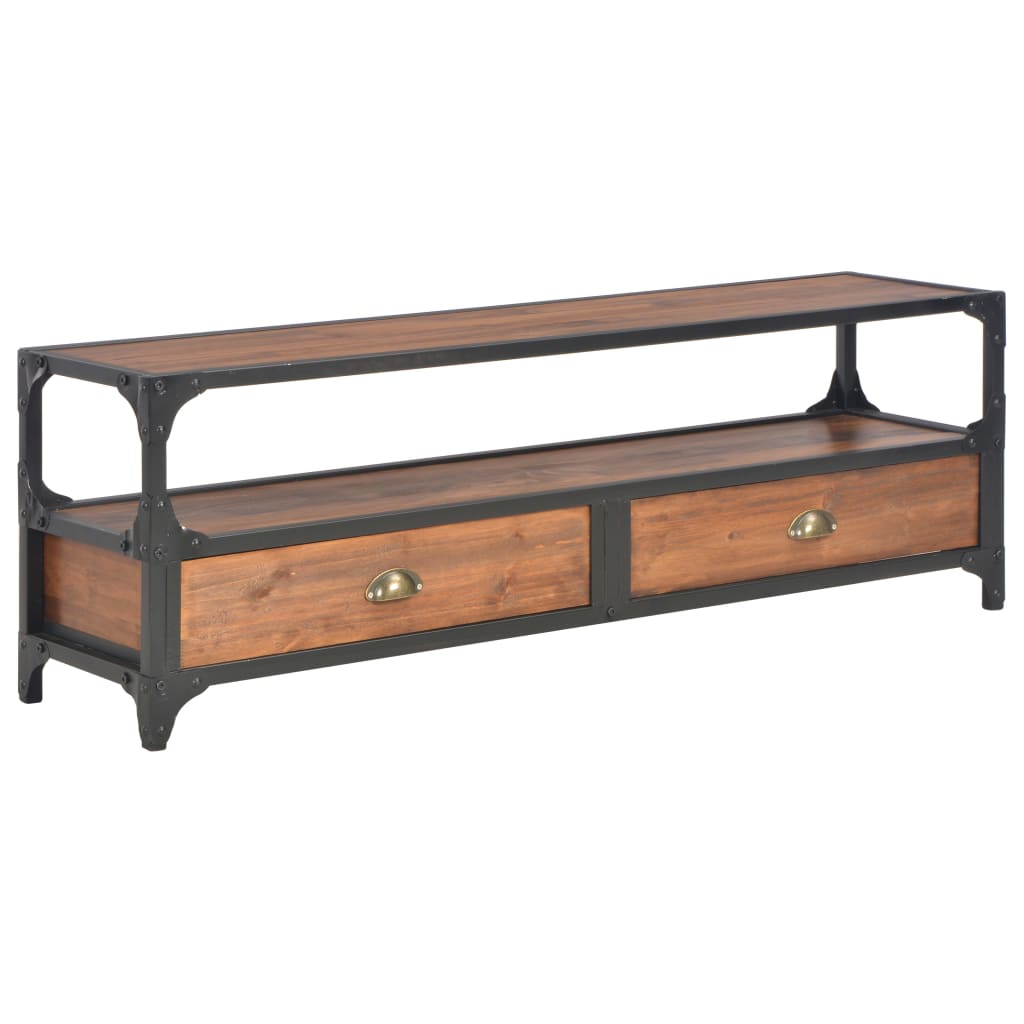 TV-Möbel Trä TV-Bänk med 2 lådor 120x30x40 cm massiv furu